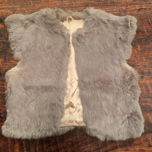 Vintage Gray Rabbit Fur Vest Jacket - Picture 2 of 5
